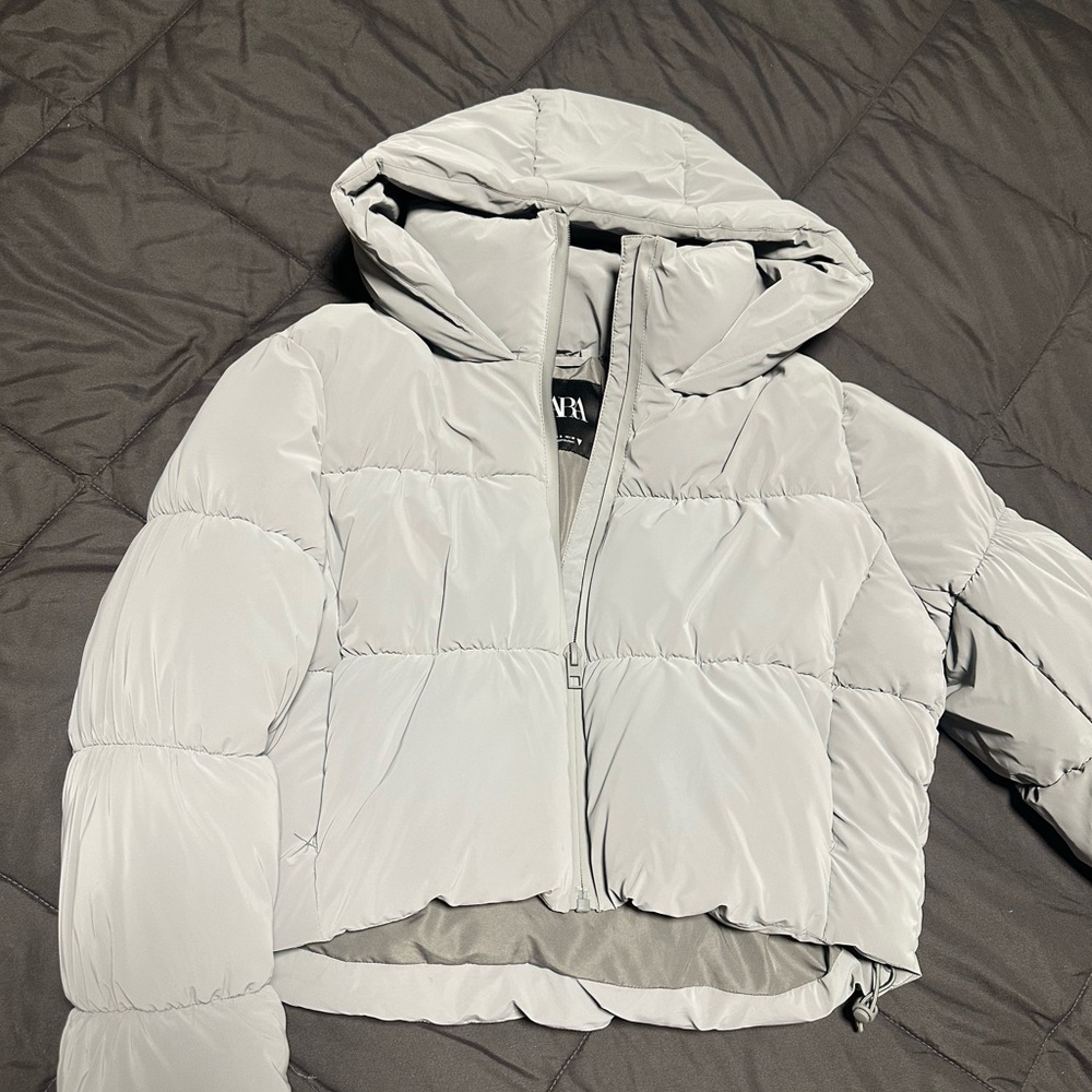 Zara Light Gray Puffer Jacket